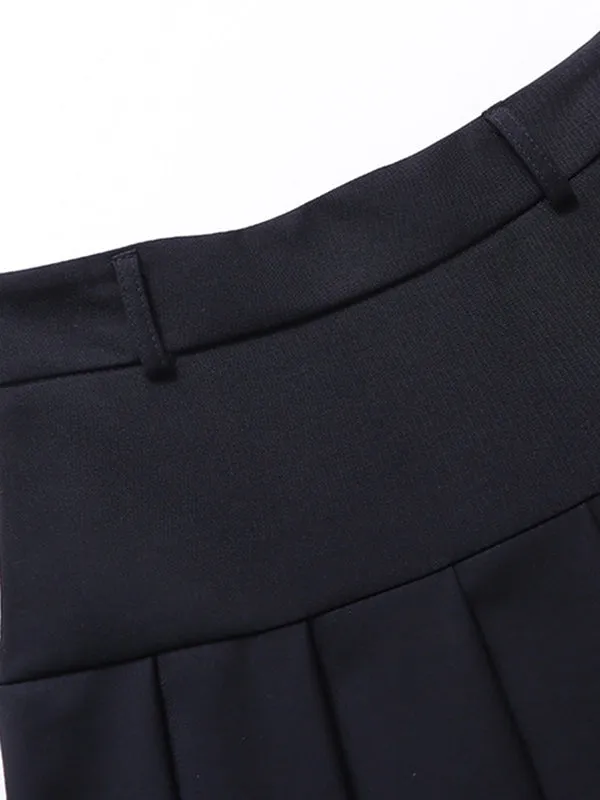 A-Line High Waisted Pleated Solid Color Split-Joint Skirts Bottoms