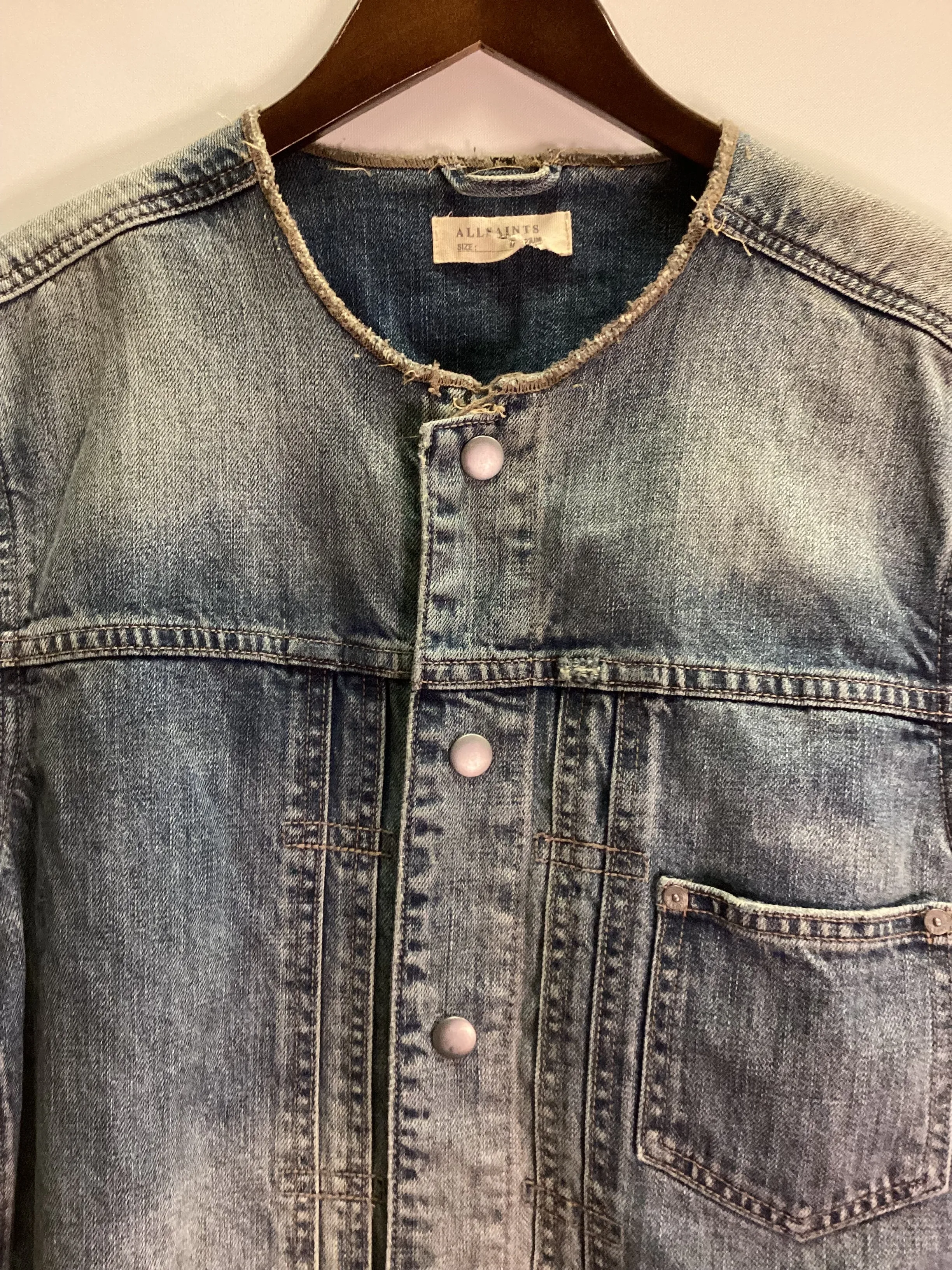 AllSaints Daruma Blue Denim Jacket Size M