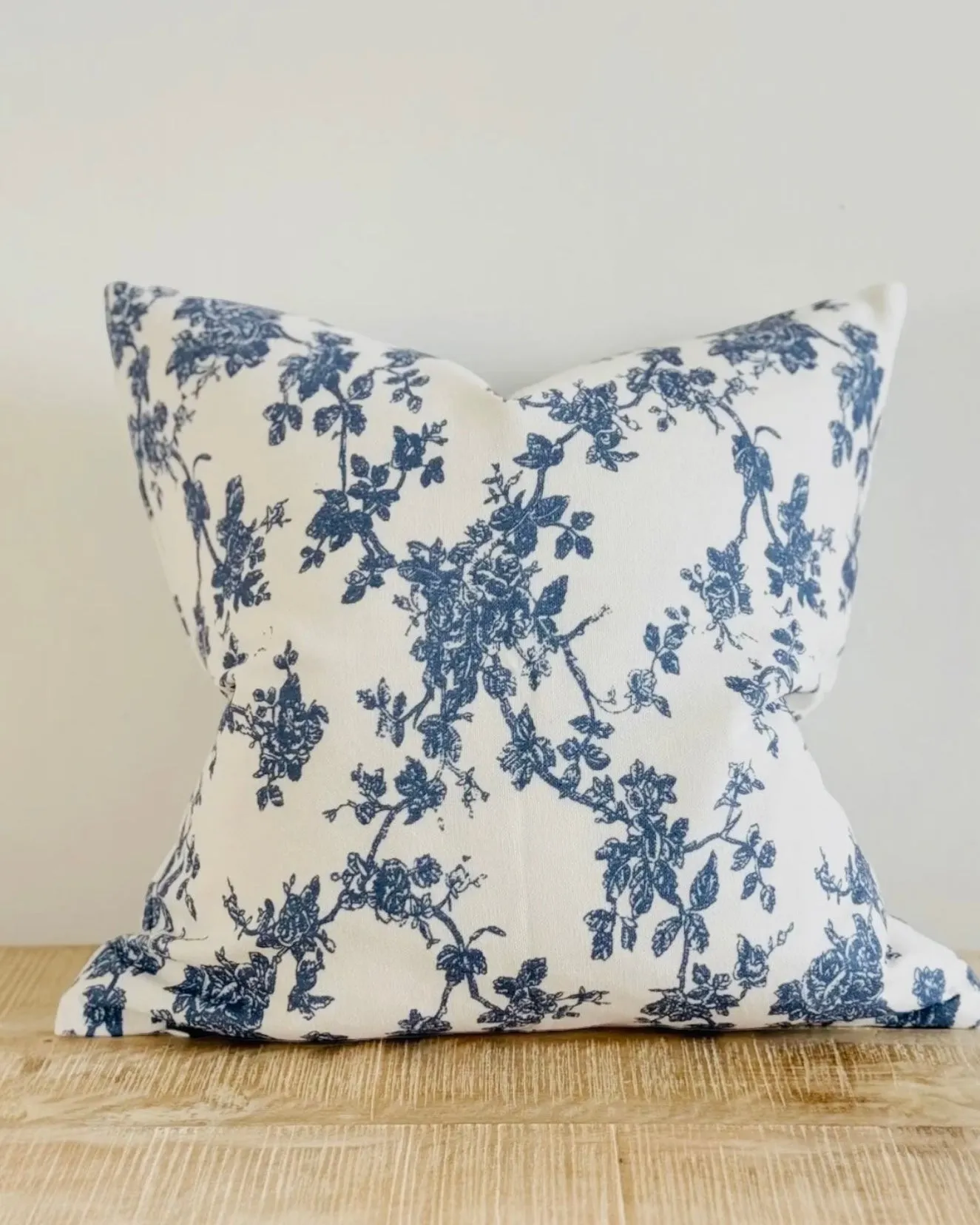 Aria Navy Blue Floral Cotton Cushion Cover - 45cm x 45cm