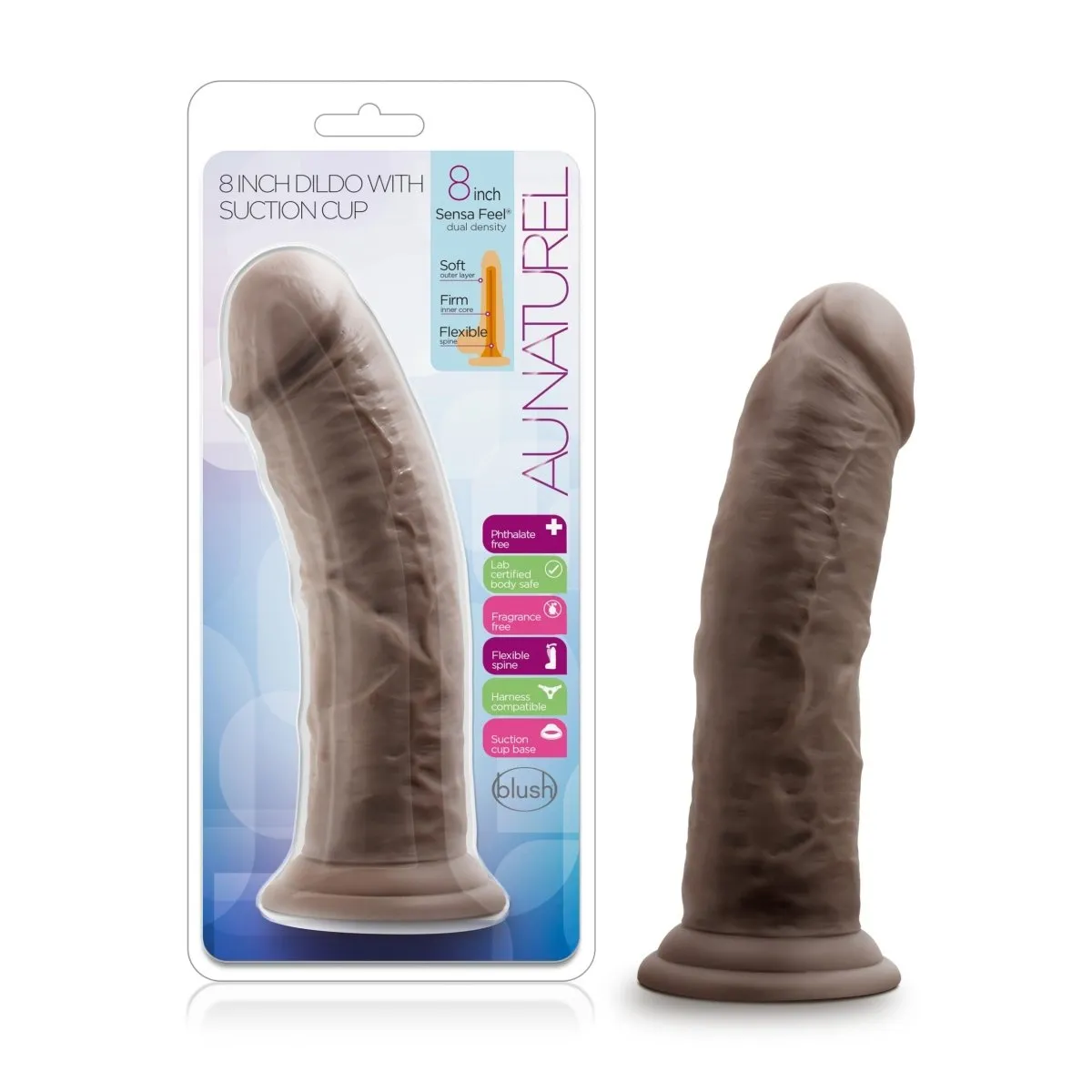 Au Naturel - 8 Inch Dildo With Suction Cup