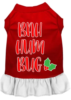 Bah Humbug Screen Print Dog Dress Red With White Xs