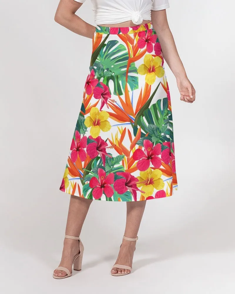 Bird of Paradise Floral Women’s A Line Midi Skirt