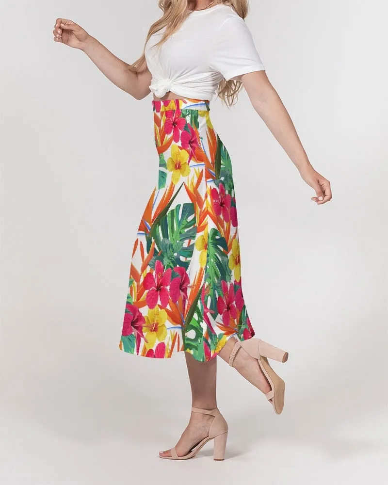 Bird of Paradise Floral Women’s A Line Midi Skirt