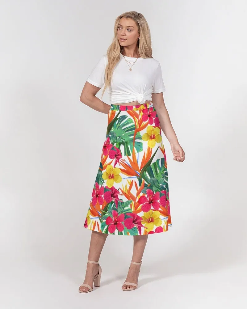 Bird of Paradise Floral Women’s A Line Midi Skirt