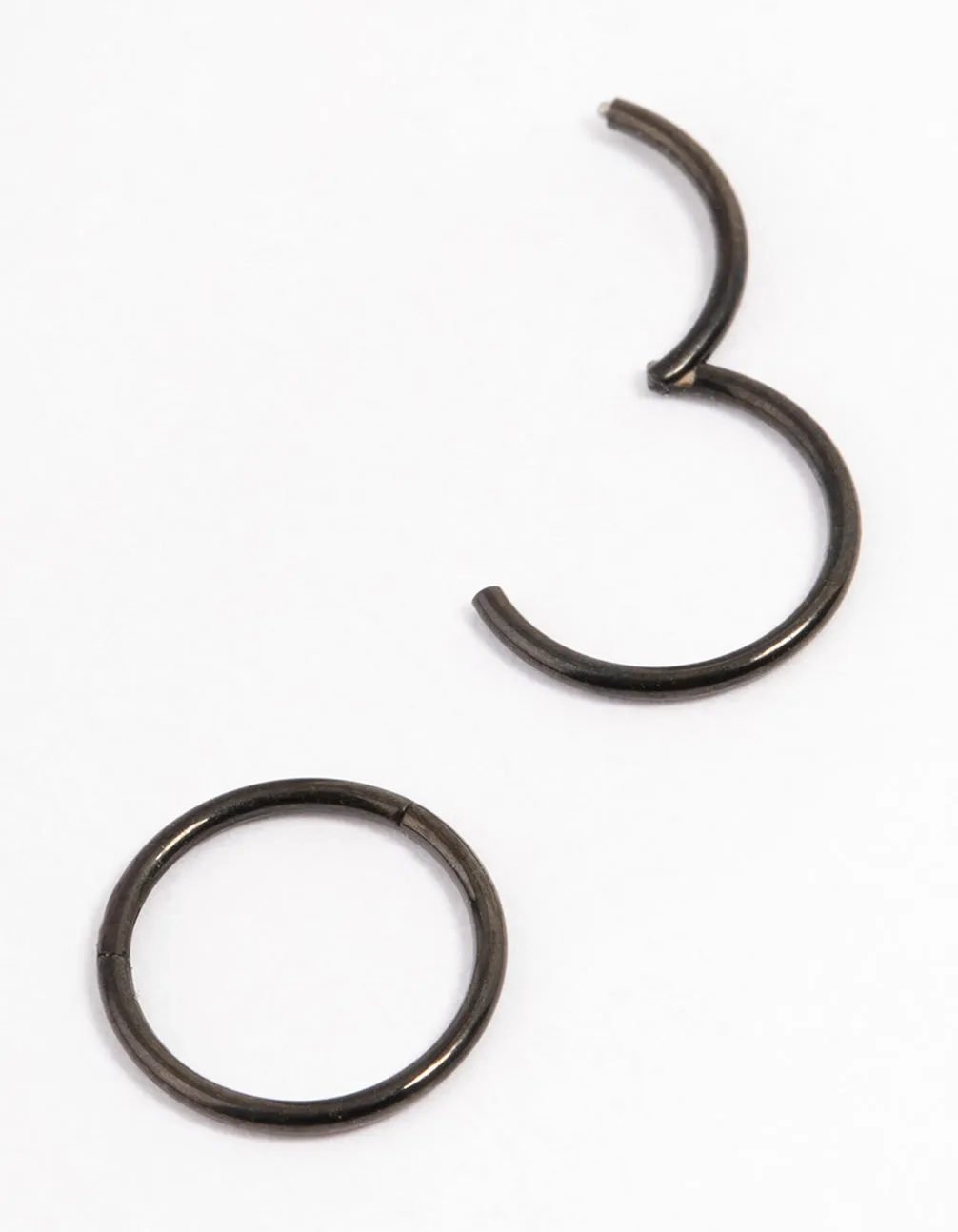 Black Coated Surgical Steel Fine Sleeper Earrings 8mm