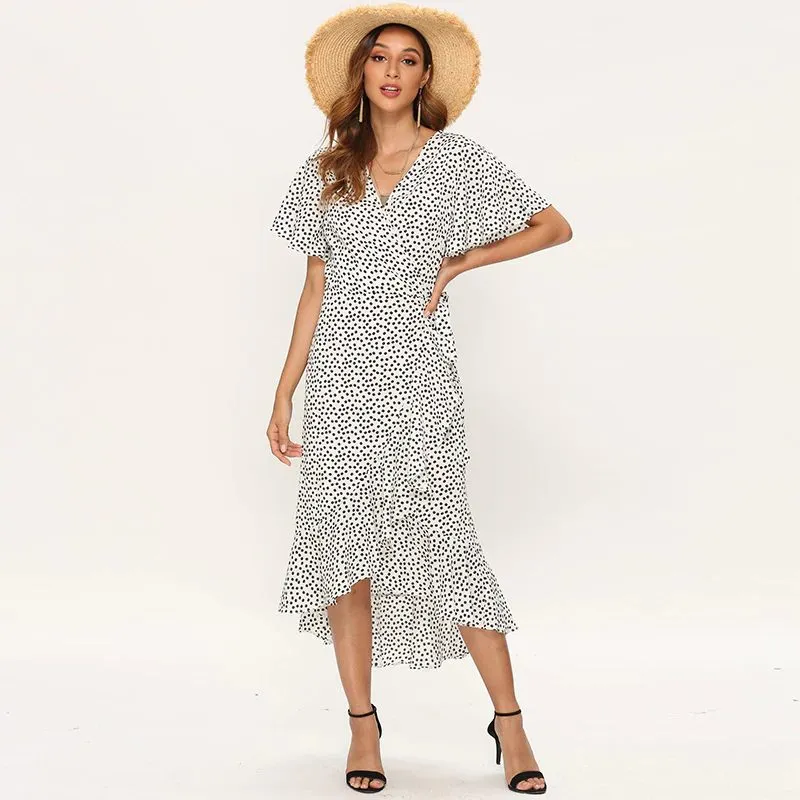 Bohemian Summer Beach Wrap-around Ruffled Dresses