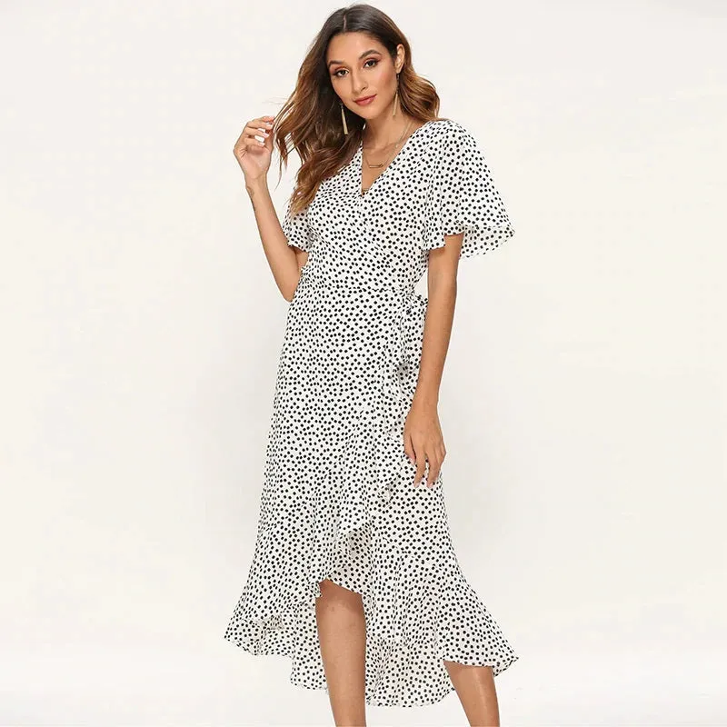 Bohemian Summer Beach Wrap-around Ruffled Dresses