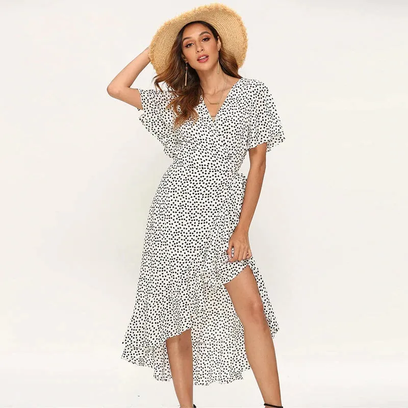 Bohemian Summer Beach Wrap-around Ruffled Dresses