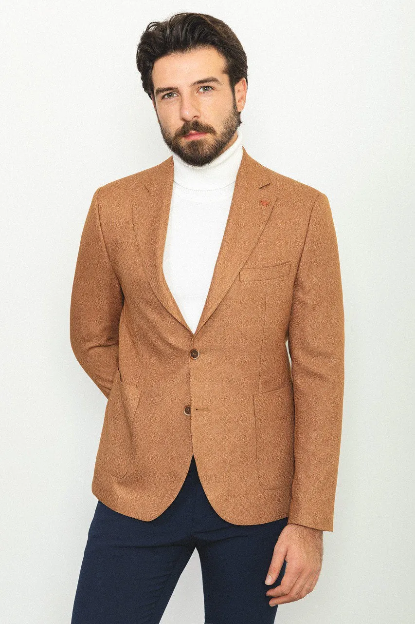 Bojoni Pezza Slim Fit Camel Blazer