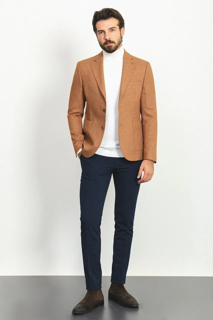 Bojoni Pezza Slim Fit Camel Blazer