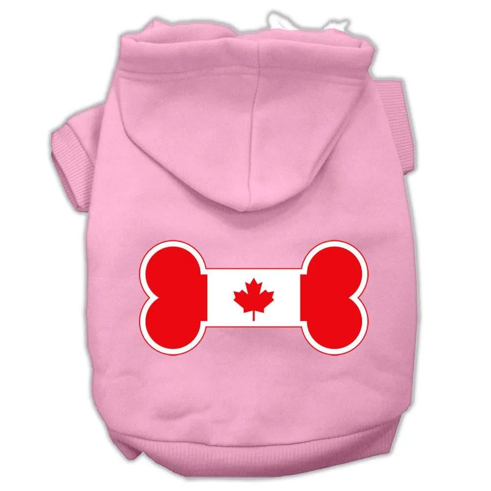 Bone Shaped Canadian Flag Screen Print Pet Hoodies Light Pink Size XXXL(20)