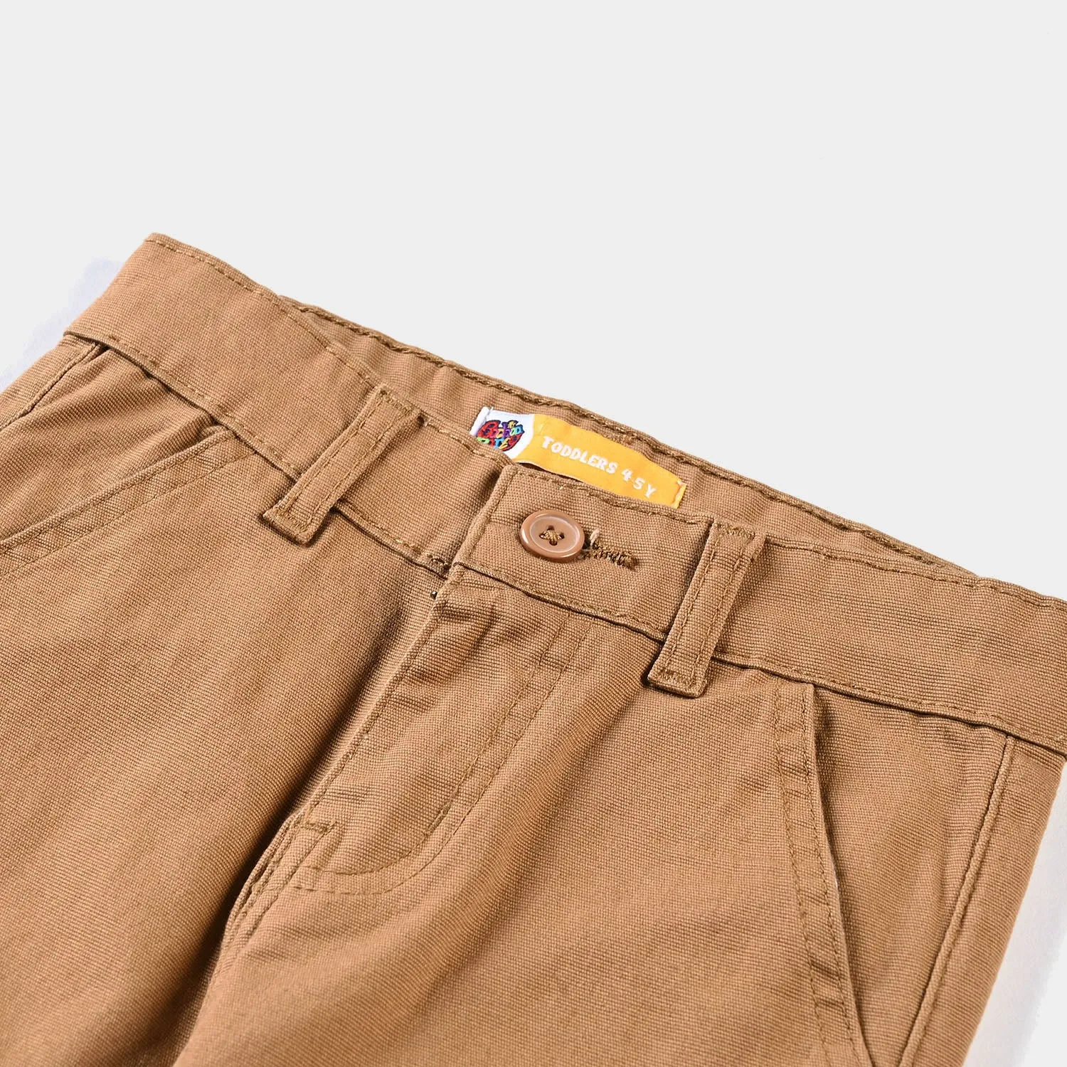 Boys Cotton Pant Solid-BROWN