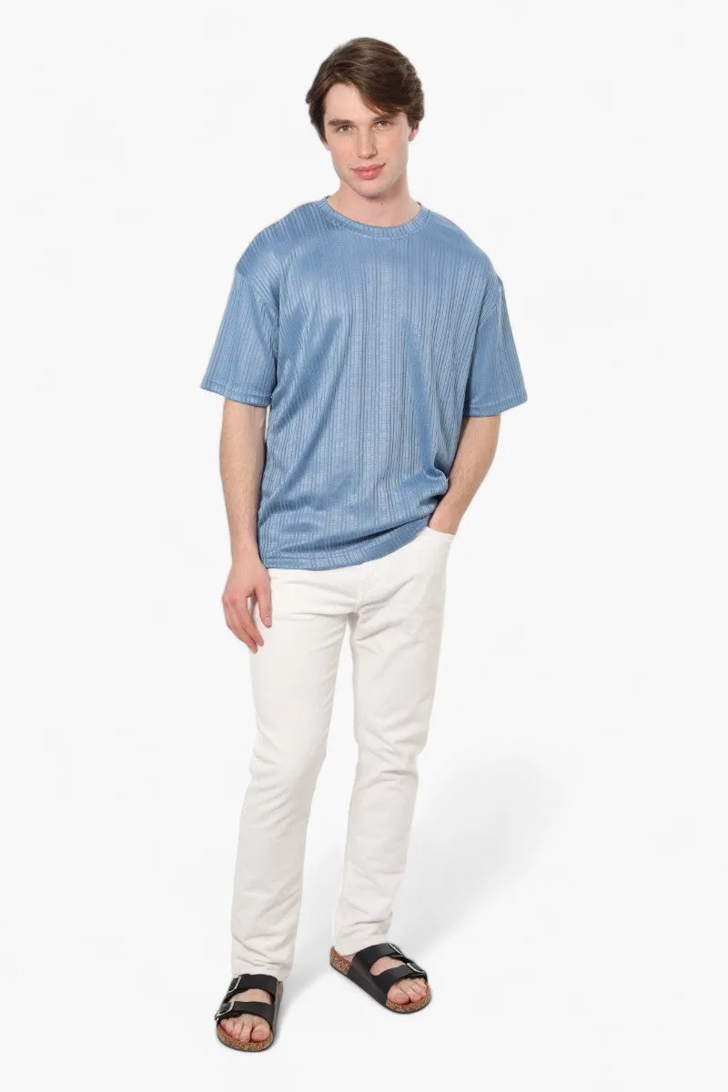 Bruno Ribbed Drop Shoulder Tee - Blue