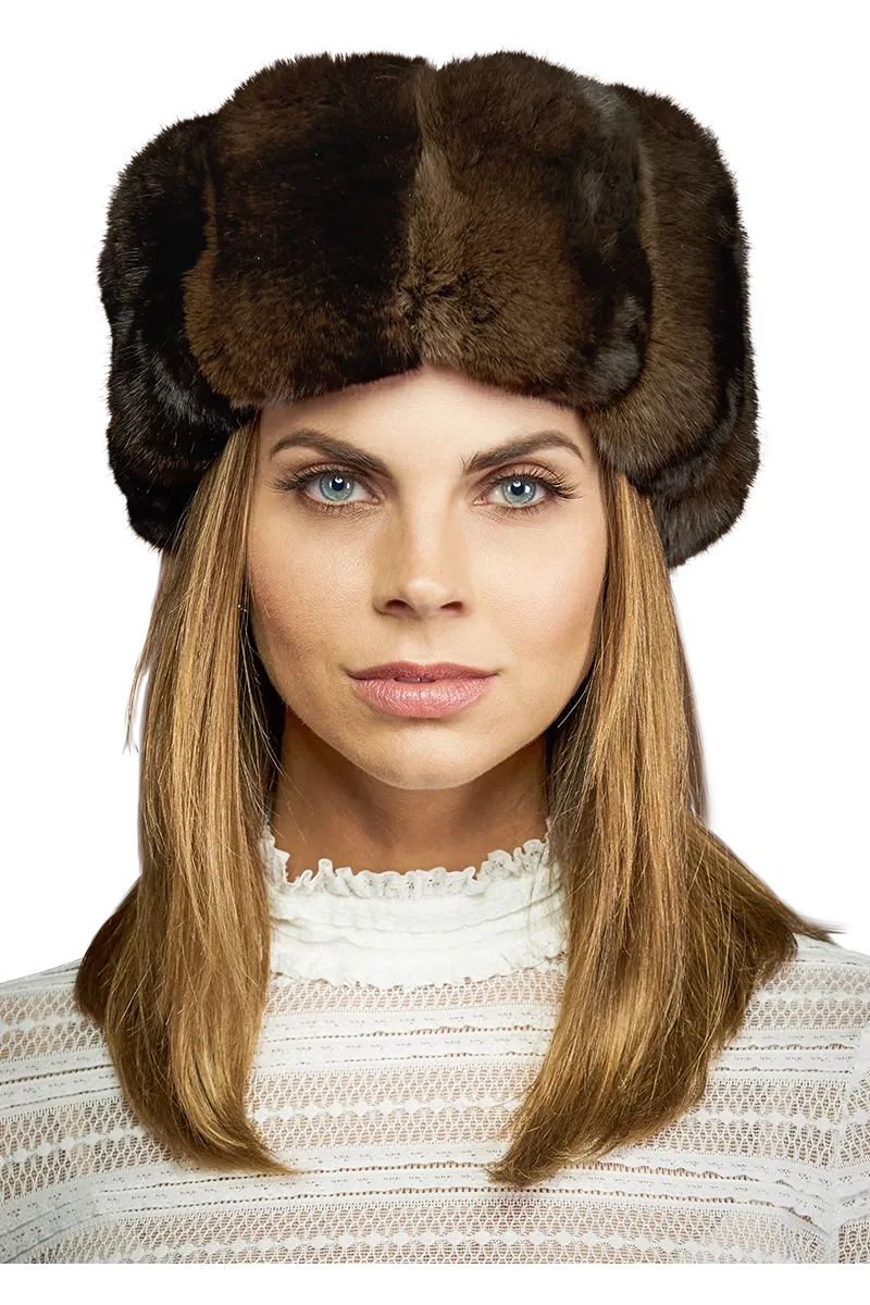 Chinchilla Brim Fur Hat-Sheared Mink Fur Crown