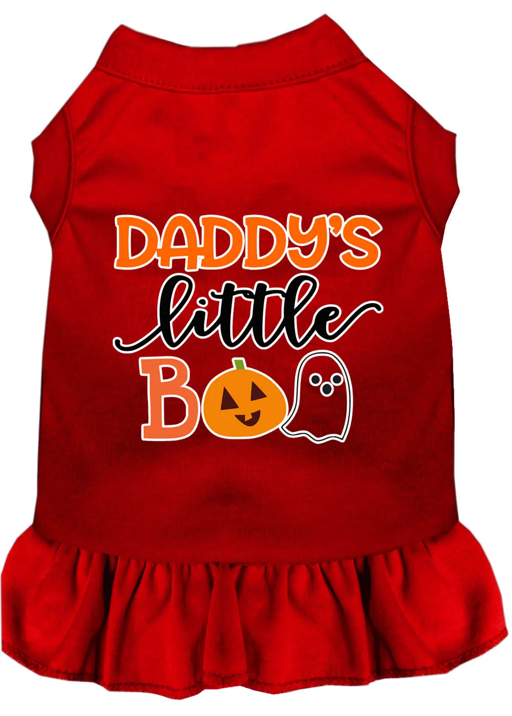 Daddy's Little Boo Screen Print Dog Dress Red 4x