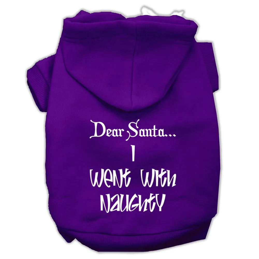 Dear Santa I Went with Naughty Screen Print Pet Hoodies Purple Size XS (8)