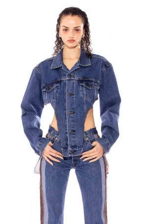 DEEP V JACKET IN VINTAGE BLUE DENIM