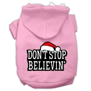 Don't Stop Believin' Screenprint Pet Hoodies Light Pink Size M (12)