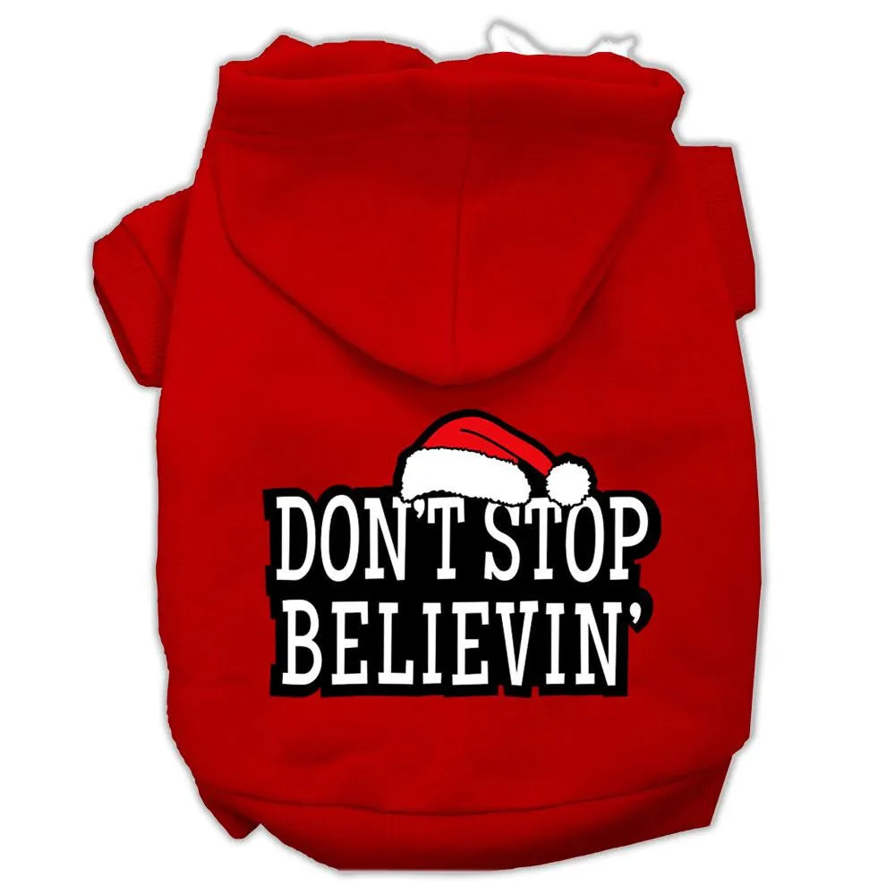 Don't Stop Believin' Screenprint Pet Hoodies Red Size S (10)