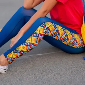 Flat OLD BAY Can Pattern Sides (Royal) / Yoga Leggings