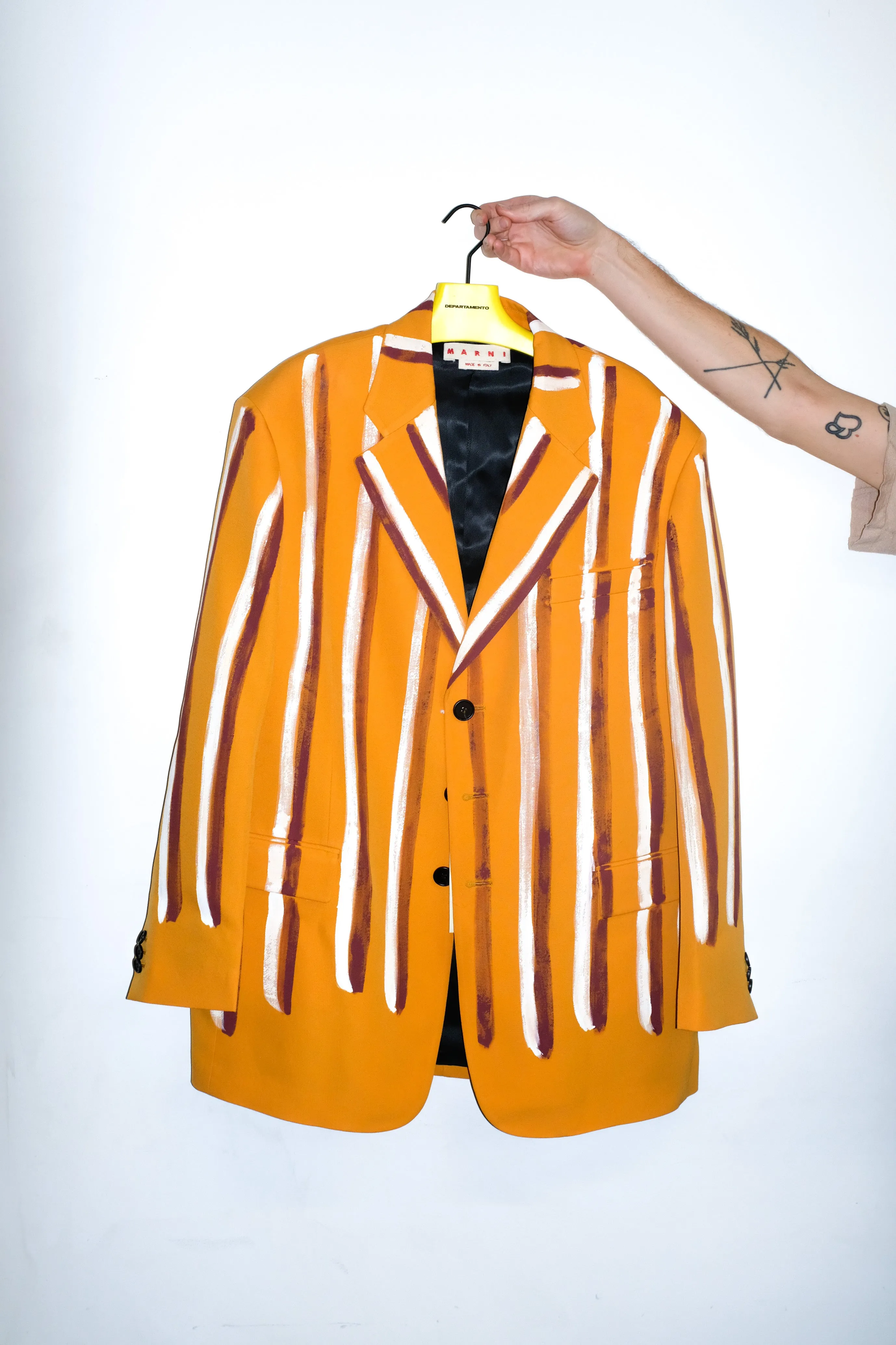 Gold Watercolour Stripe Grain De Poudre Blazer