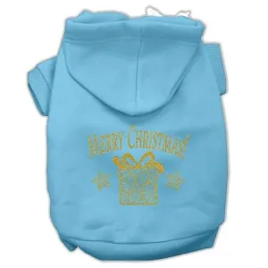 Golden Christmas Present Pet Hoodies Baby Blue Size XXL (18)