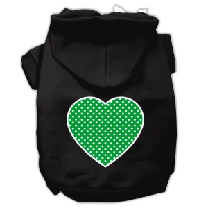 Green Swiss Dot Heart Screen Print Pet Hoodies Black Size XXL (18)