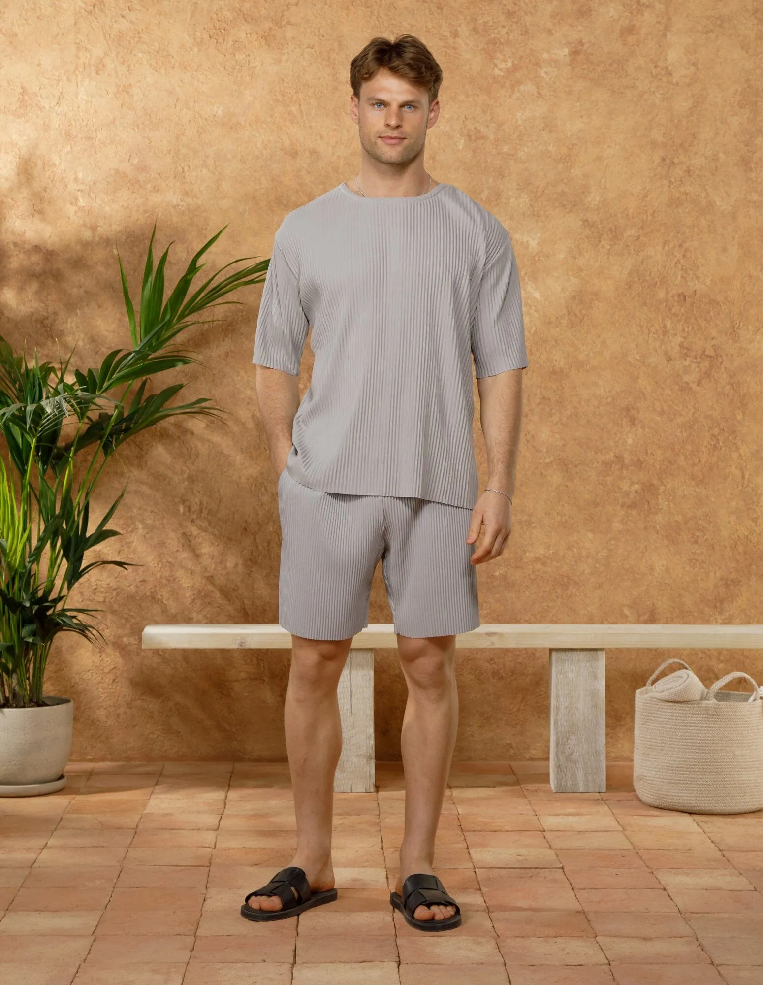 Grey Relaxed Pleated T-Shirt