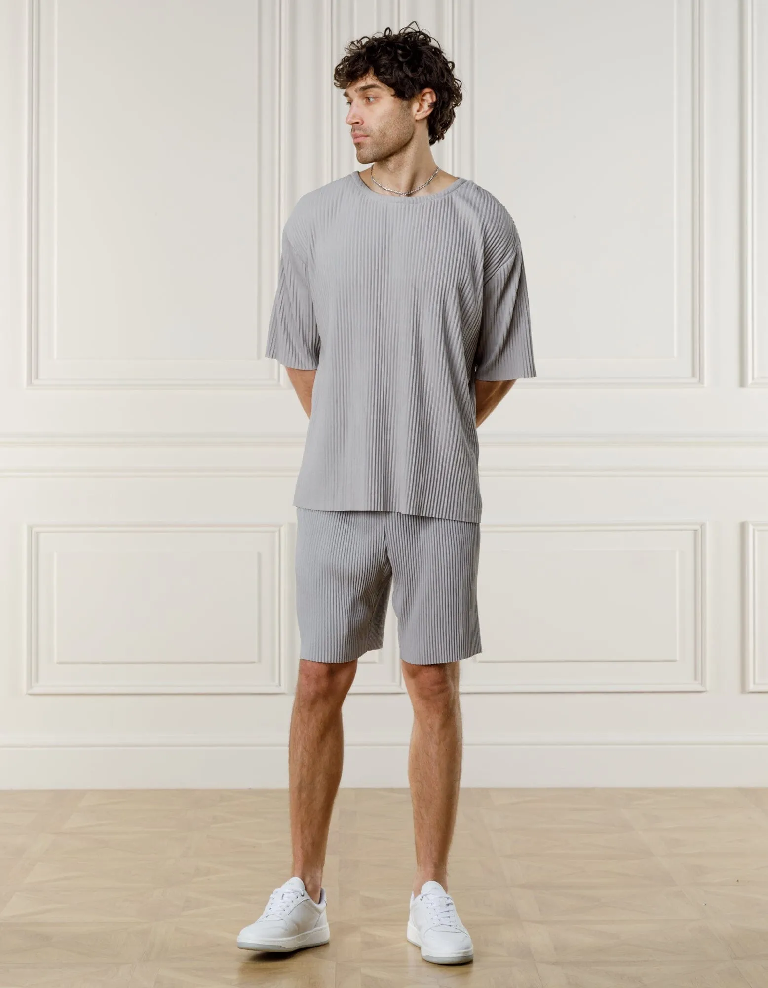 Grey Relaxed Pleated T-Shirt