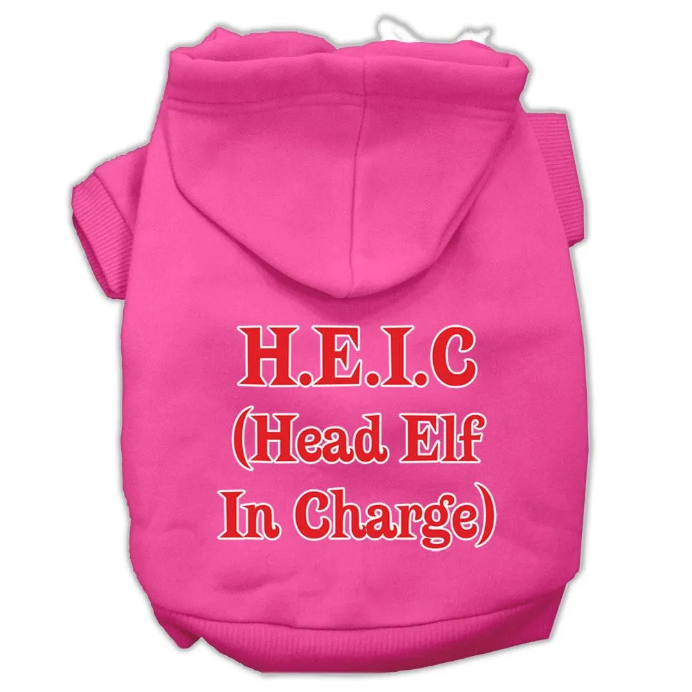 Head Elf In Charge Screen Print Pet Hoodies Bright Pink Size XL (16)