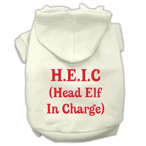 Head Elf In Charge Screen Print Pet Hoodies Cream Size Lg (14)