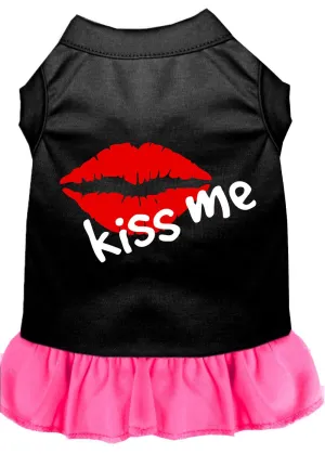 Kiss Me Screen Print Dress Black With Bright Pink Xl (16)