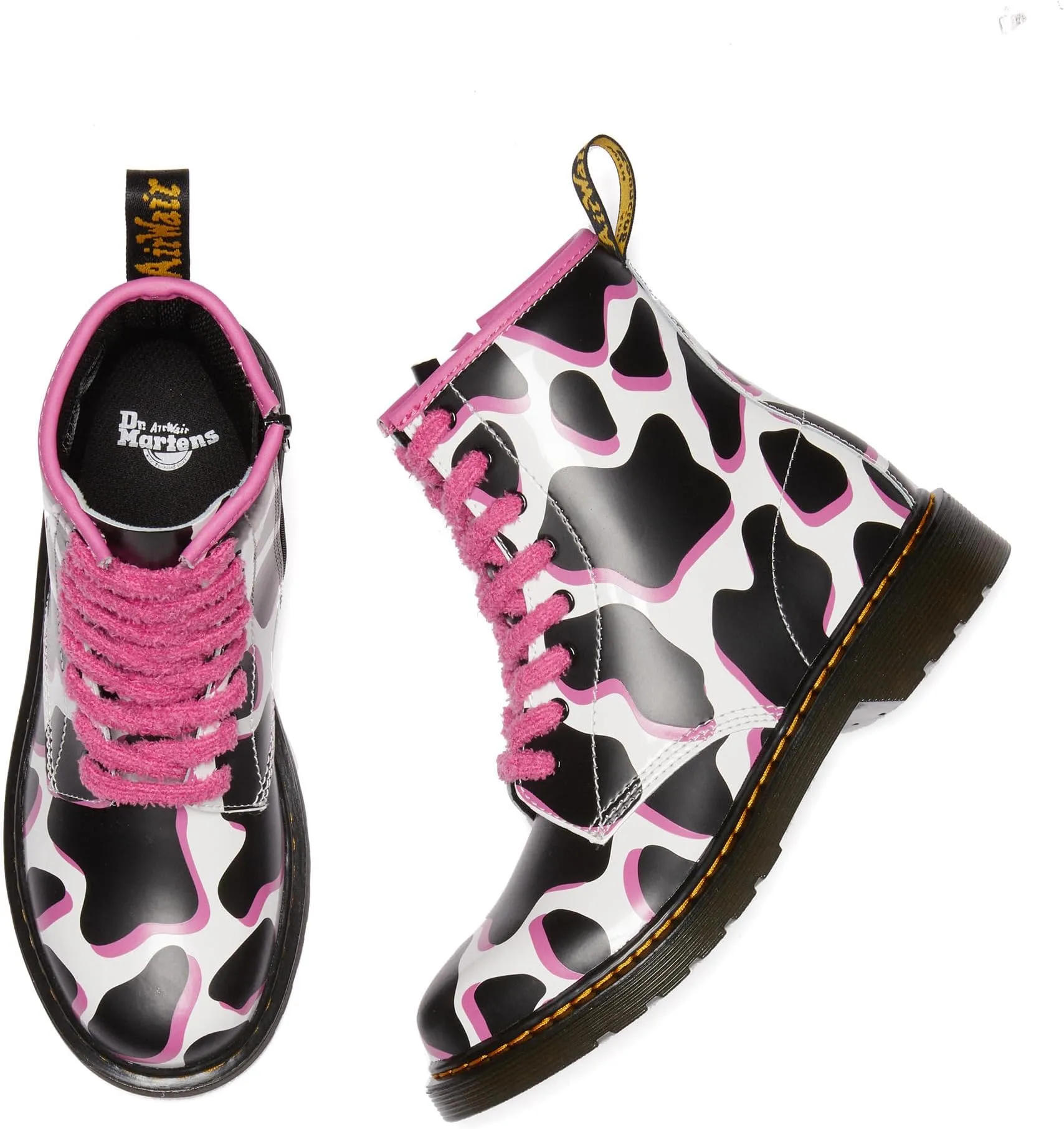 Lace-up boots 1460 Dr. Martens White Cow Print Patent Lamp