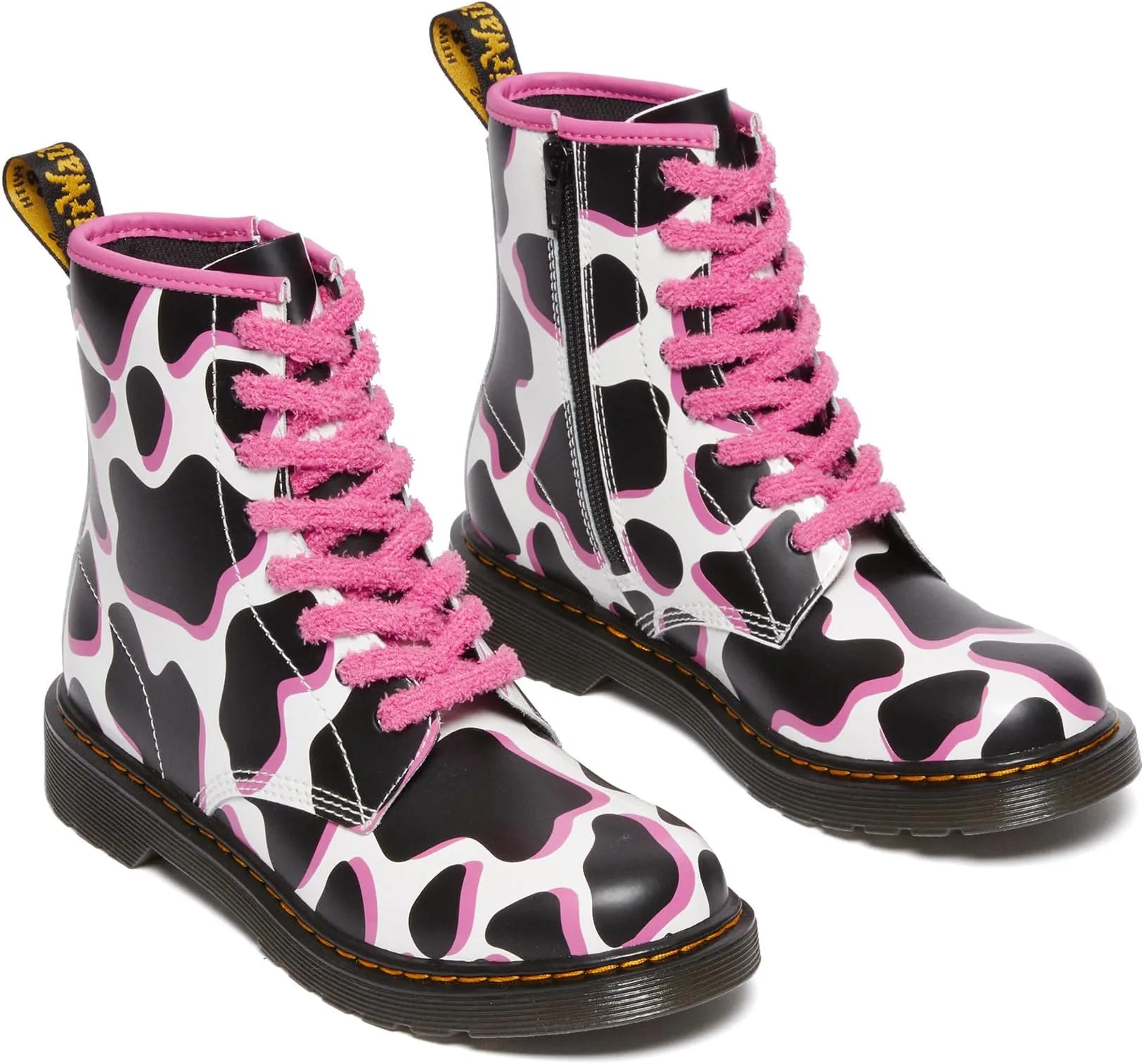 Lace-up boots 1460 Dr. Martens White Cow Print Patent Lamp