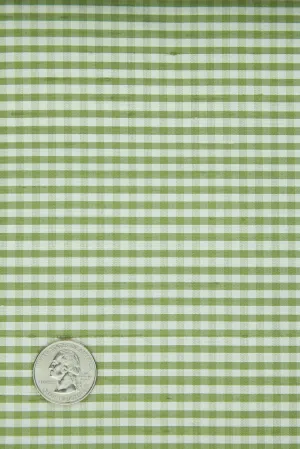 Leaf Green Gingham Shantung 624 Fabric