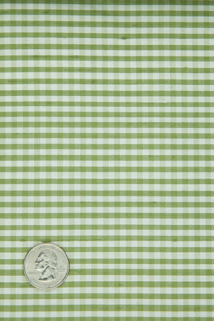 Leaf Green Gingham Shantung 624 Fabric