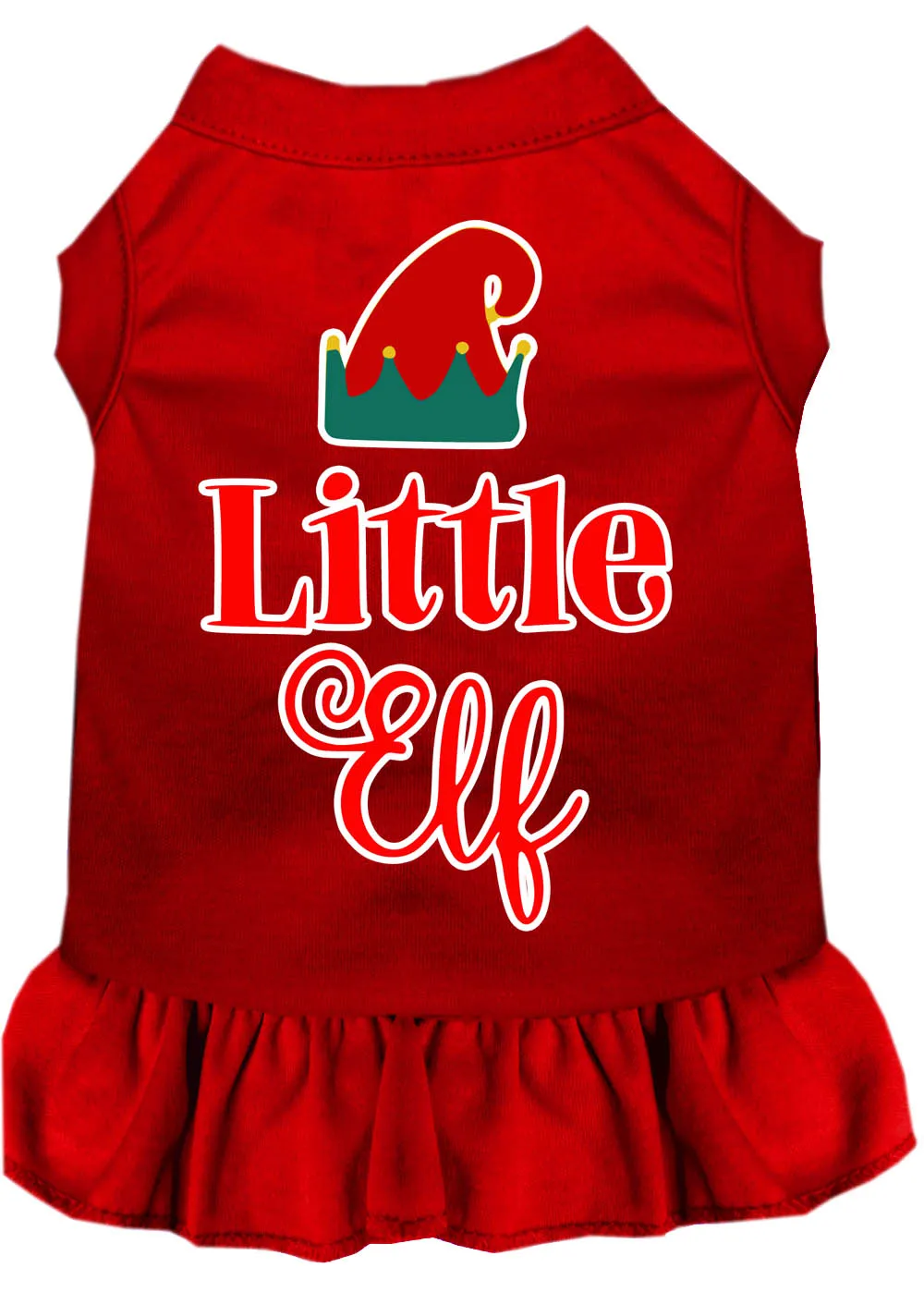 Little Elf Screen Print Dog Dress Red Xxxl