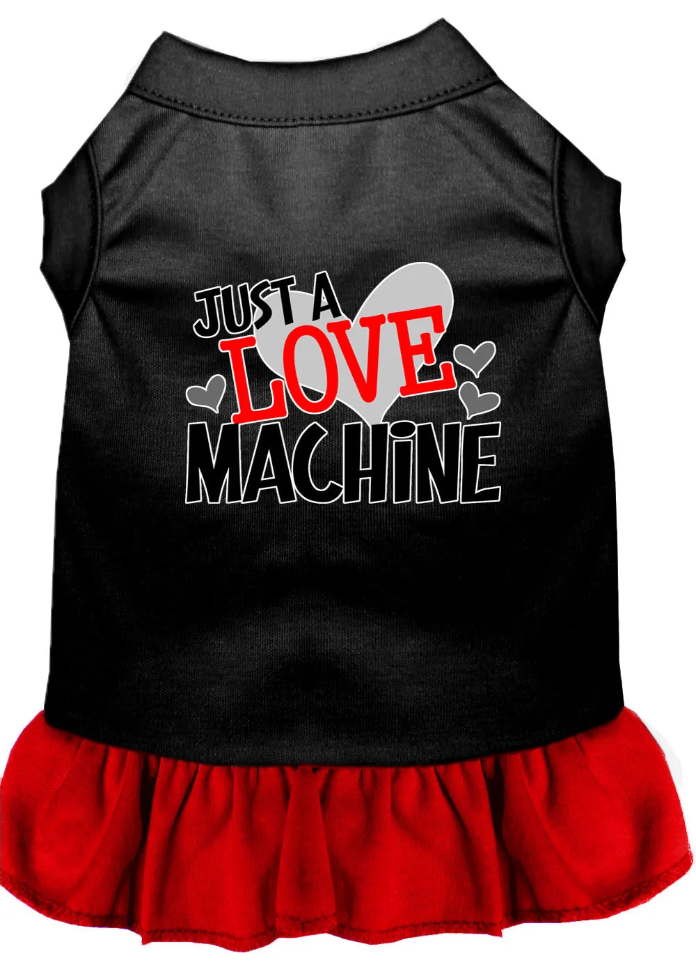 Love Machine Screen Print Dog Dress Black With Red Lg