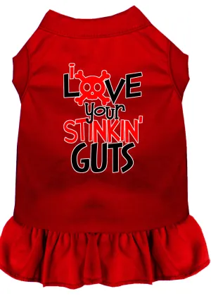 Love Your Stinkin Guts Screen Print Dog Dress Red Lg