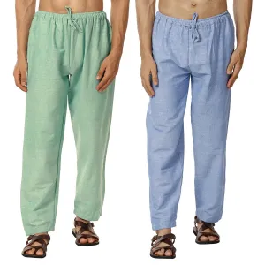 Men's Pyjama Pack of 2 | Blue and Sea Green | Fits Waist Sizes 28" to 36"