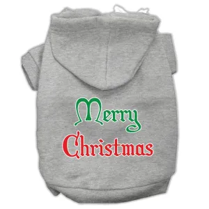 Merry Christmas Screen Print Pet Hoodies Grey Size Sm (10)