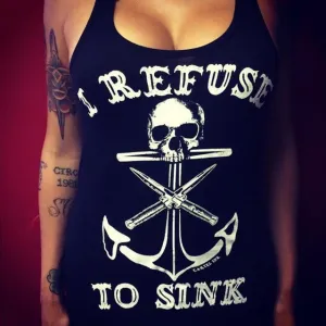 Metal Pirate I Refuse to Sink Anchor Skull Tank Top