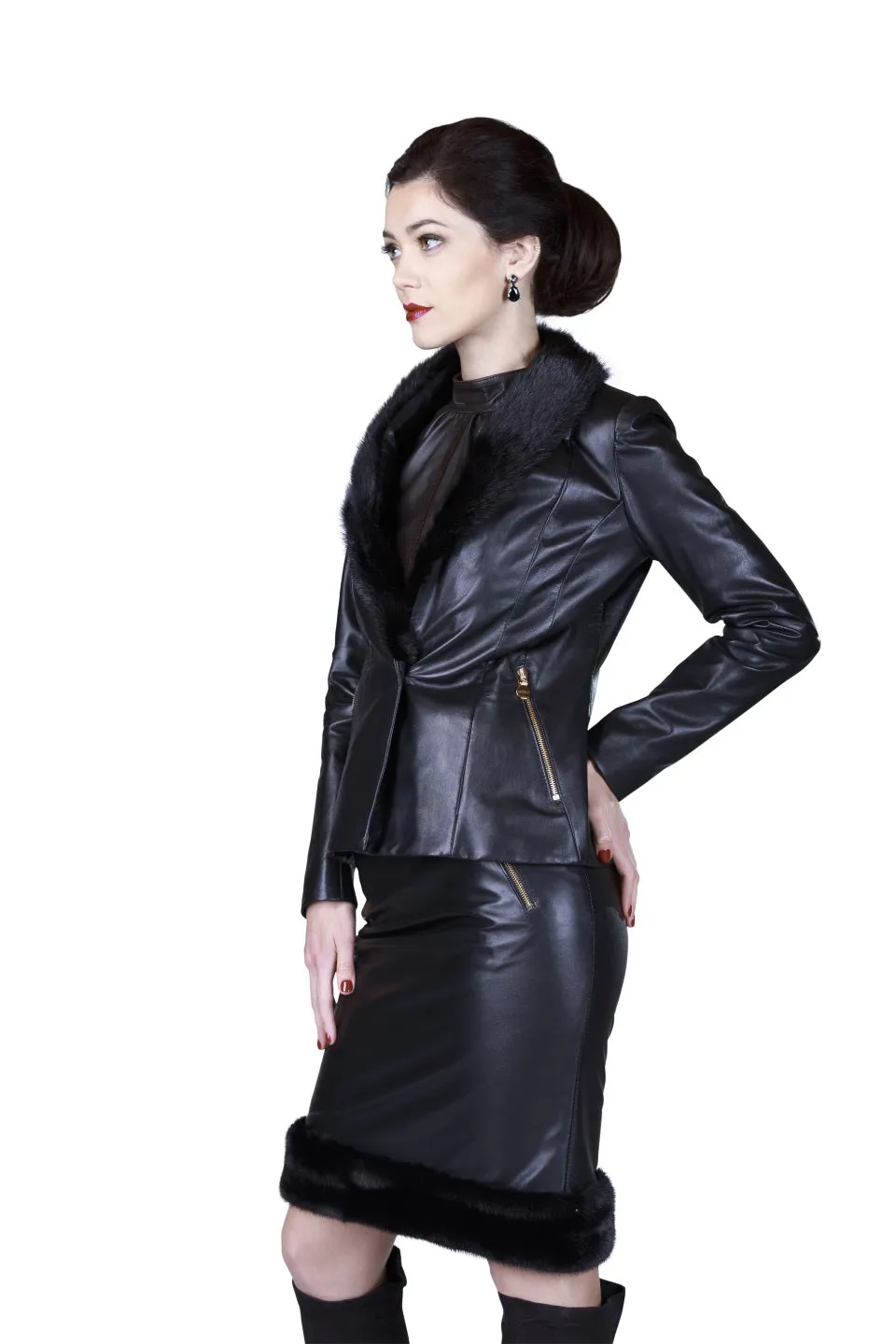 Mink Lapel Reindeer Leather Blazer- Limited Edition