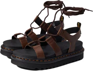 Nartilla Dr Flat Sandals Martens Dark Brown New Oily Illusion