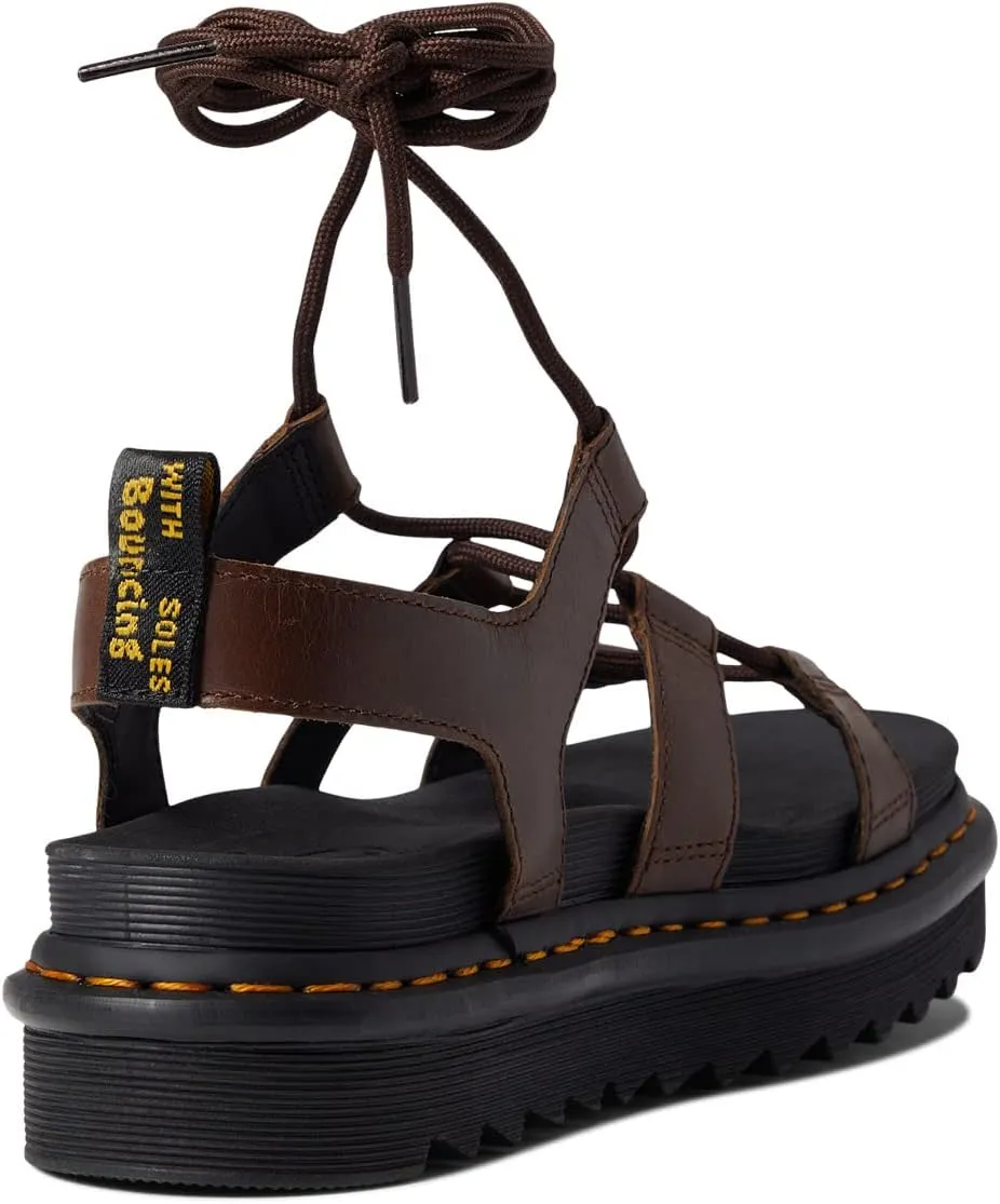 Nartilla Dr Flat Sandals Martens Dark Brown New Oily Illusion