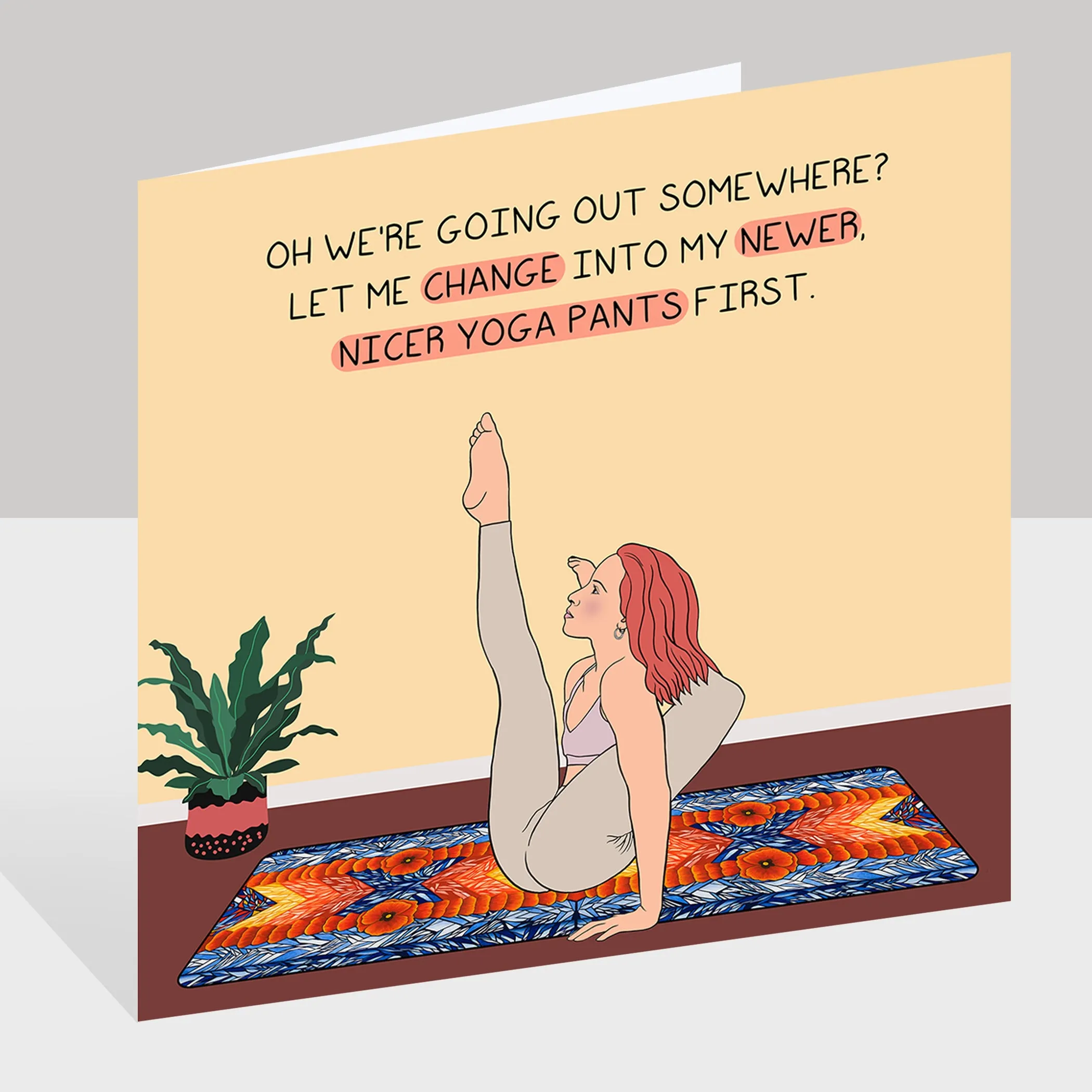 Nicer Yoga Pants Doodle Card