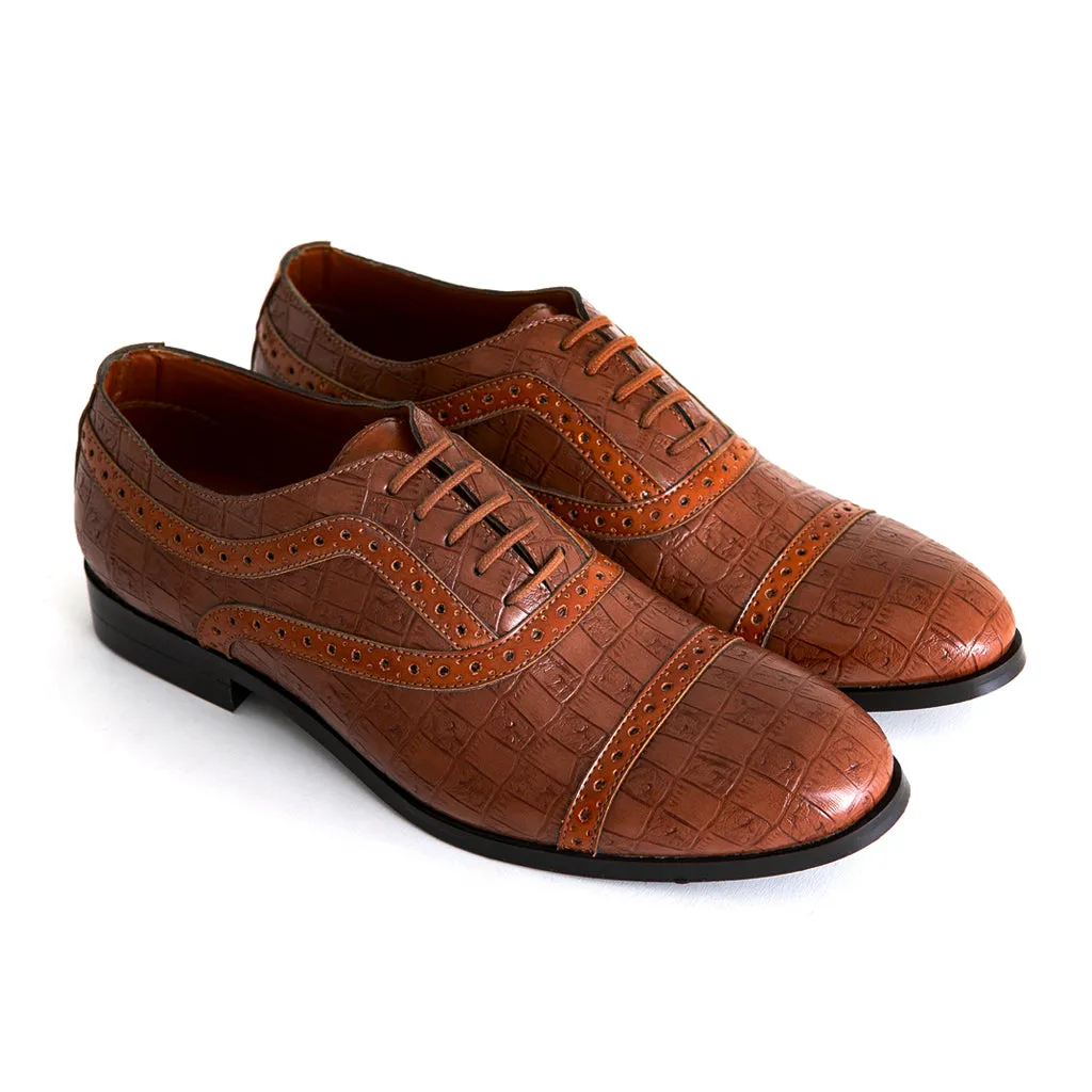 OXFORD SHOES WITH BROGUE DETAIL - HEIGHT ELEVATION