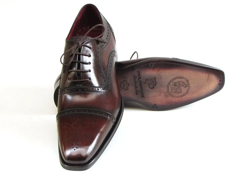 Paul Parkman Captoe Bordeaux & Brown Hand-Painted Oxfords