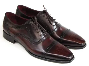 Paul Parkman Captoe Bordeaux & Brown Hand-Painted Oxfords