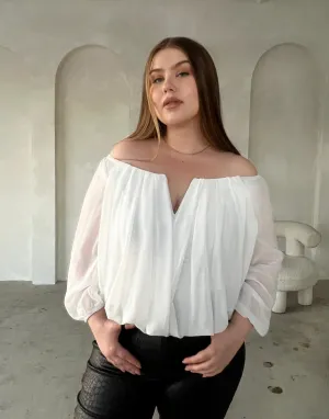 Plus Size Draped Chiffon Blouse